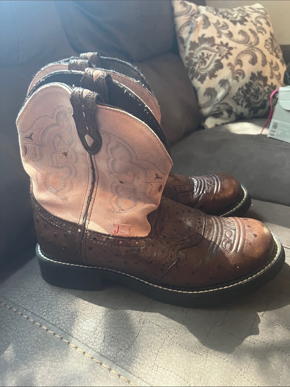 Brand Brown and Pink womens Western Work Boots